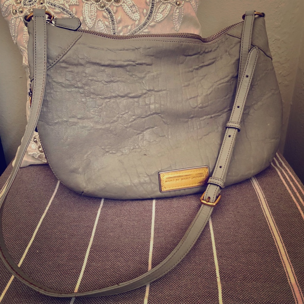 Marc Jacobs Grey Leather Hobo Bag